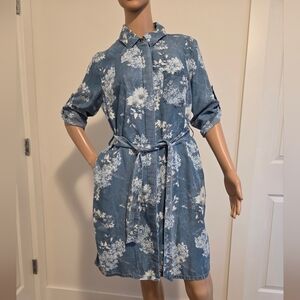 Kut From The Cloth Blue Denim Floral Shirtdress